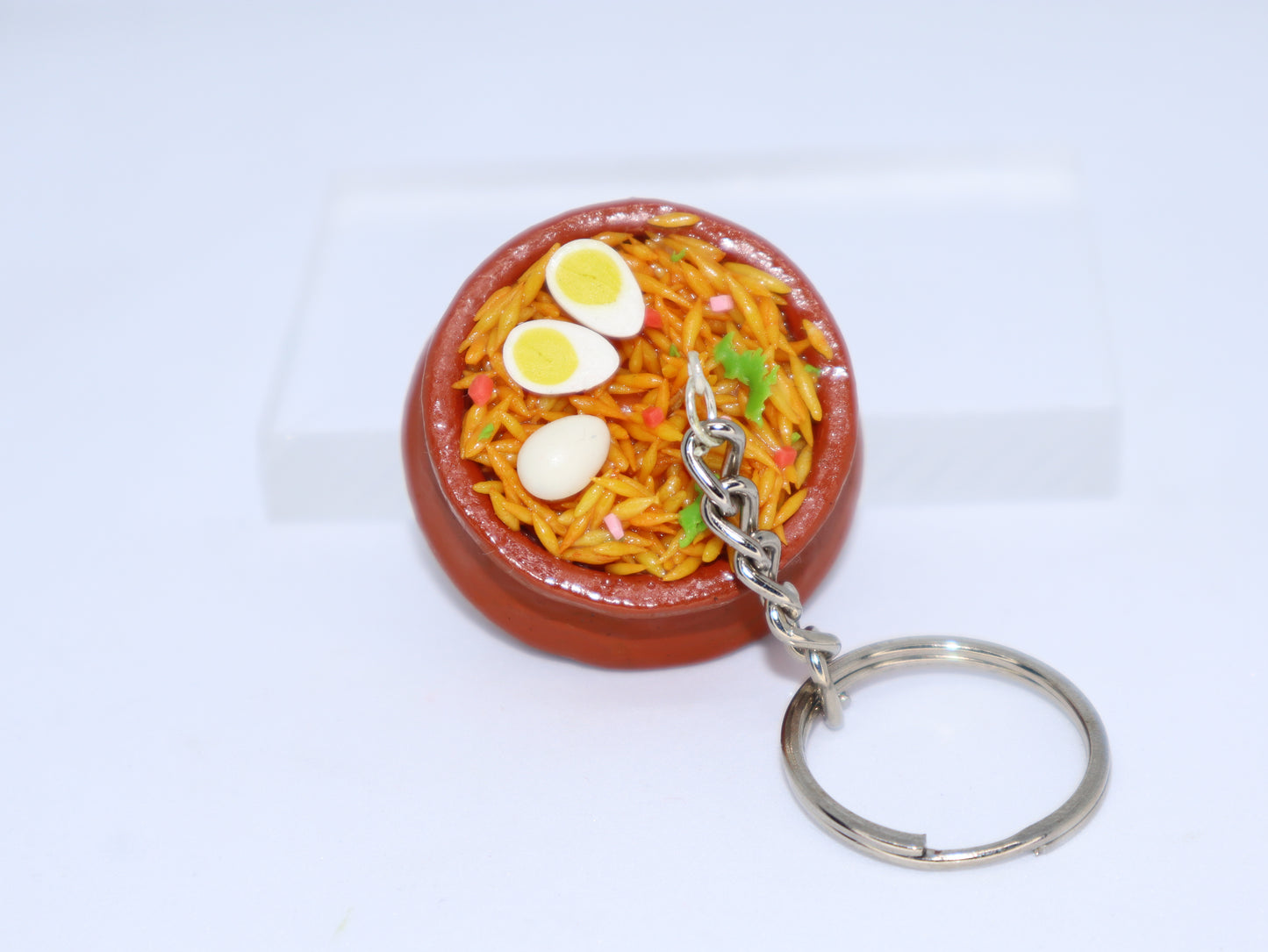 Miniature Egg Biryani Handi Keychain
