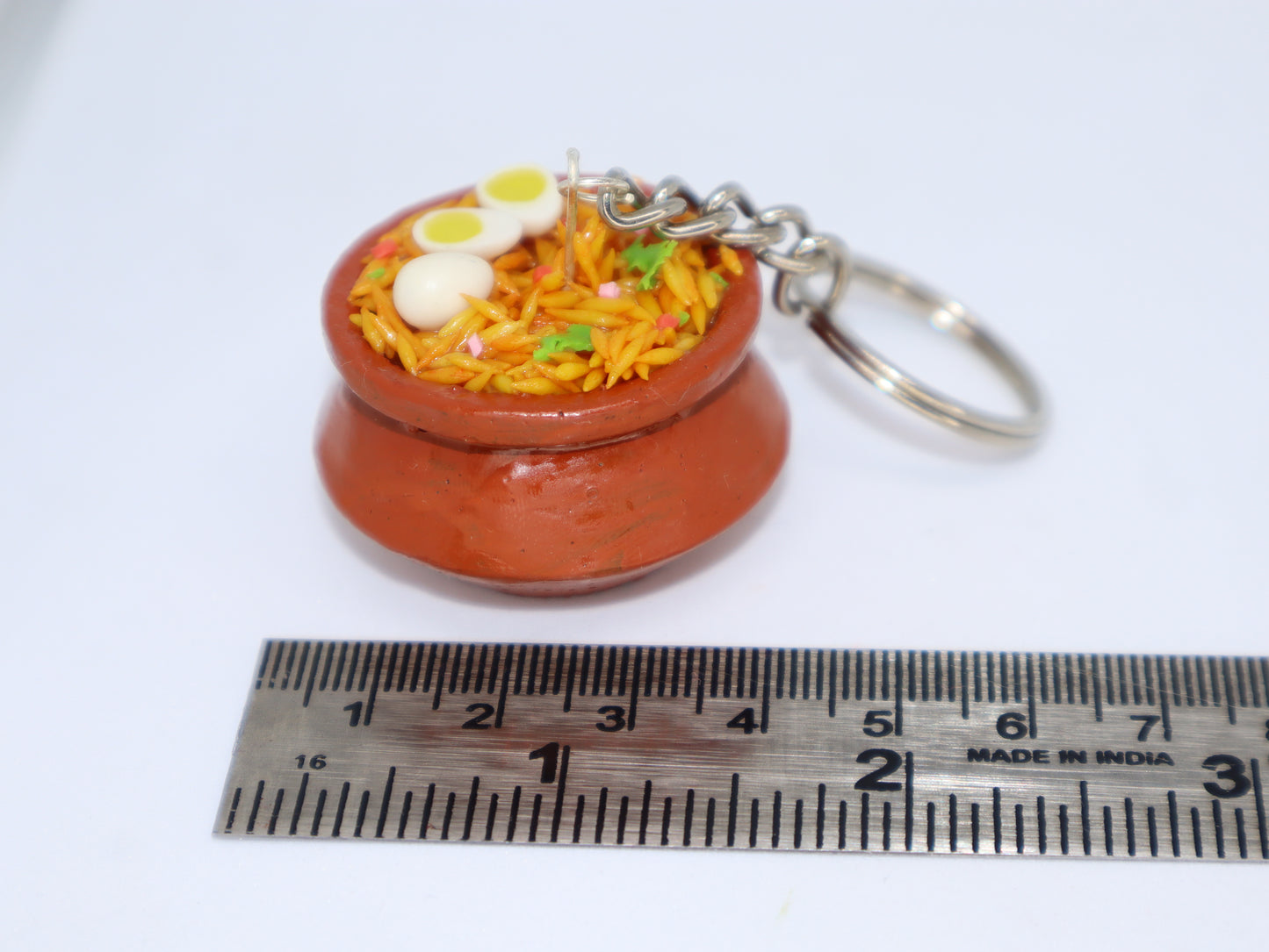 Miniature Egg Biryani Handi Keychain