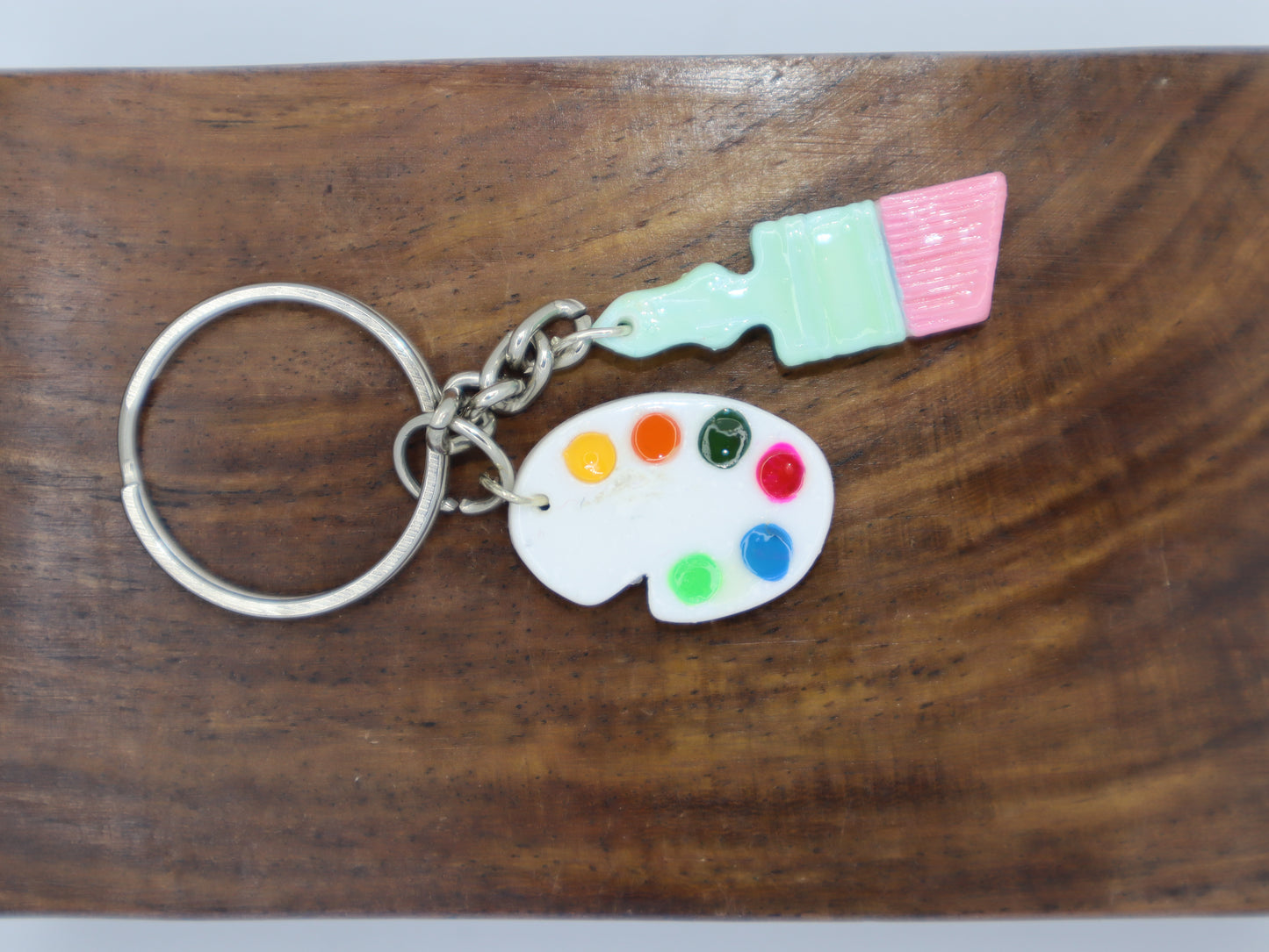 Artist's Palette and Brush Keychain