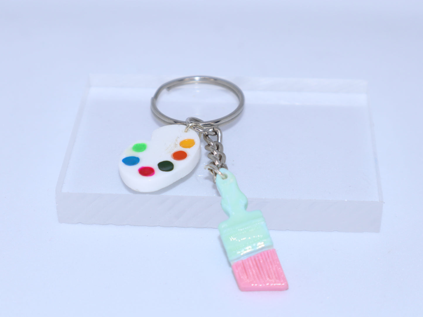 Artist's Palette and Brush Keychain