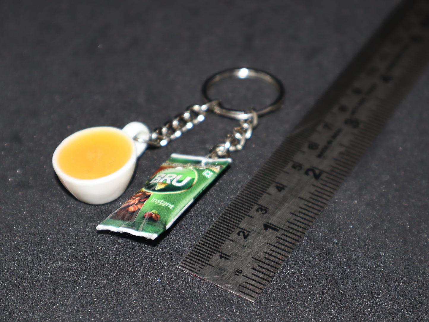 Bru Packet with Coffee Miniature Keychain
