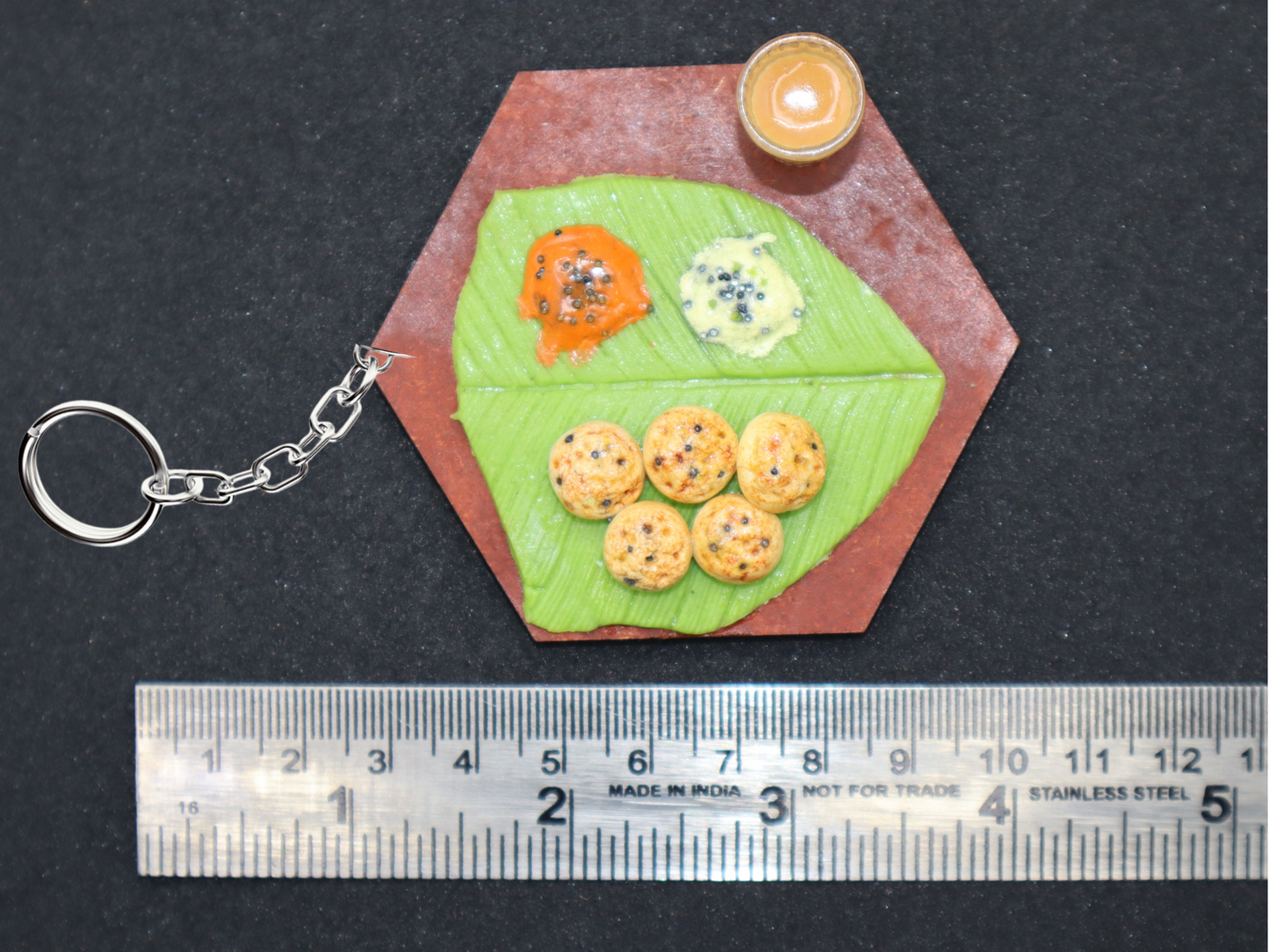 Kuzhi Paniyaram with Tea Miniature Keychain