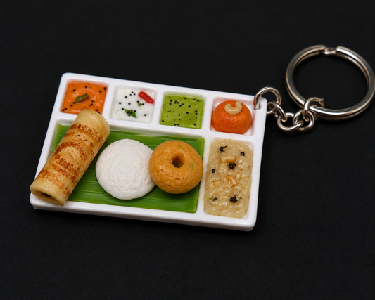Miniature South Indian Tiffin Platter Keychain