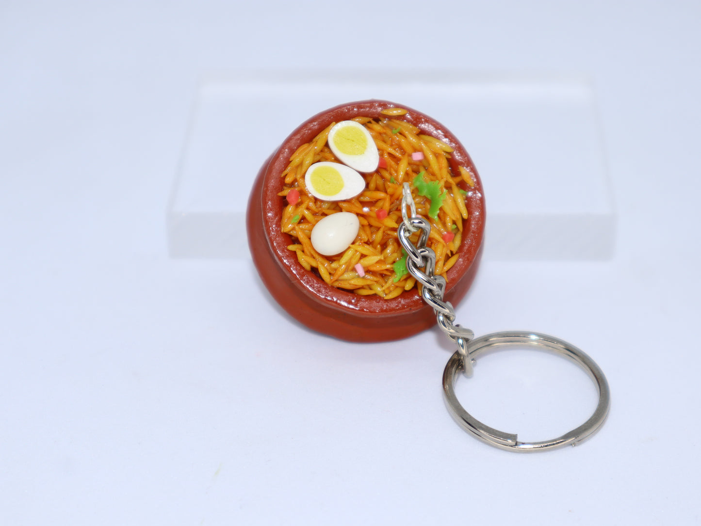 Miniature Egg Biryani Handi Keychain