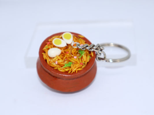 Miniature Egg Biryani Handi Keychain