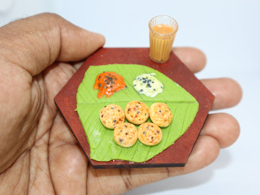 Kuzhi Paniyaram with Tea Miniature Magnet