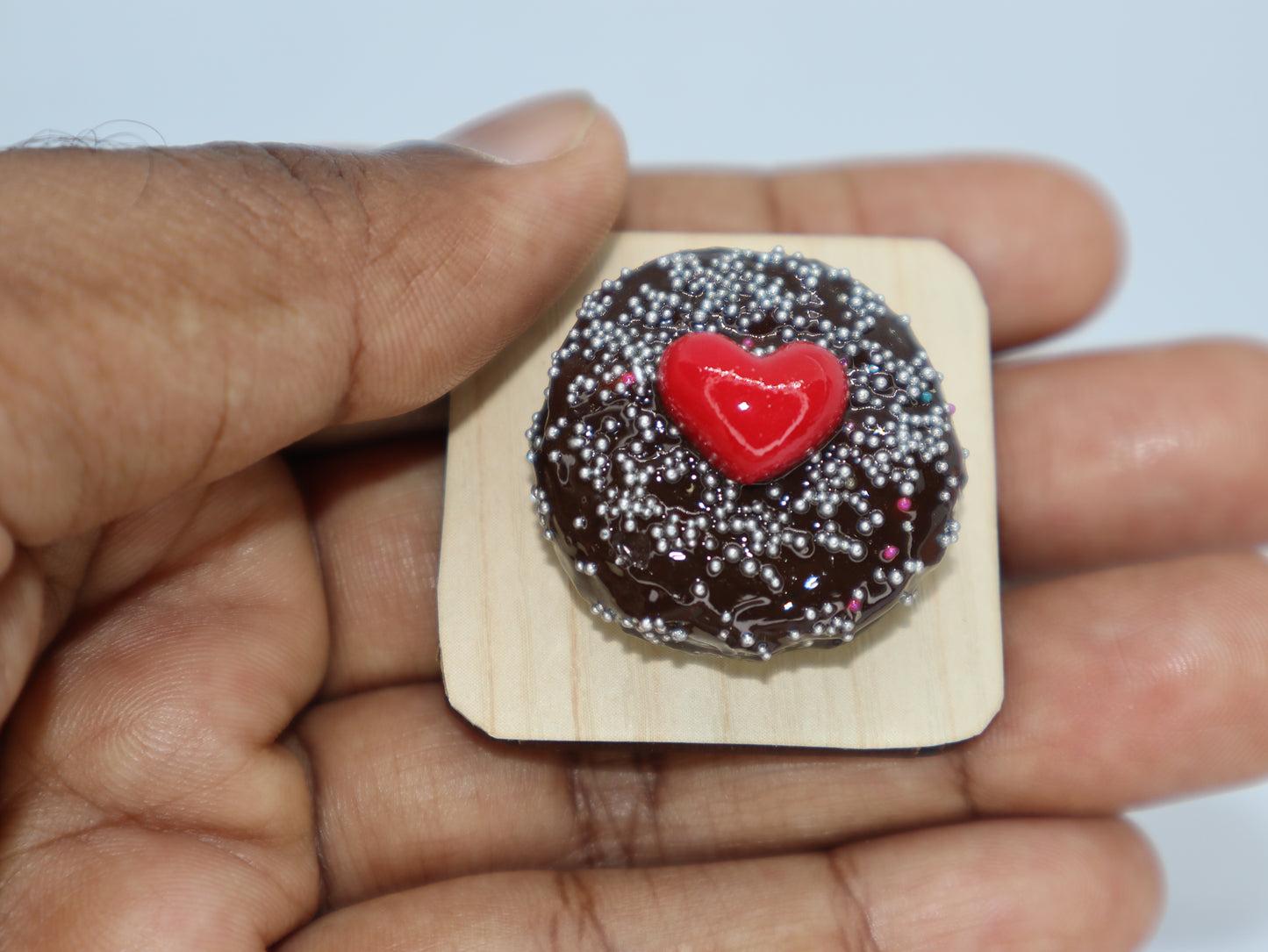 Chocolate Cake with Red Heart Miniature