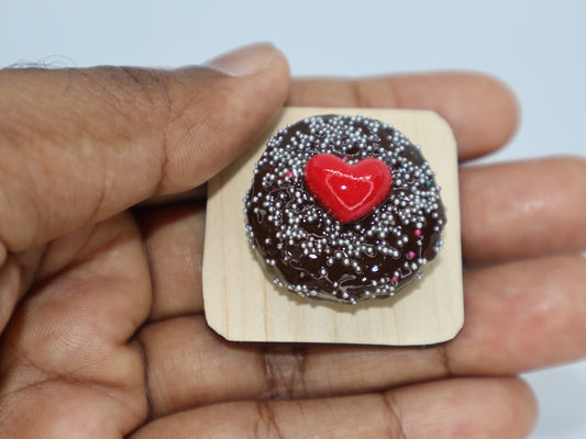 Chocolate Cake with Red Heart Miniature