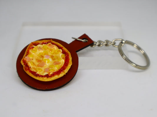 Corn Onion Pizza Miniature Keychain