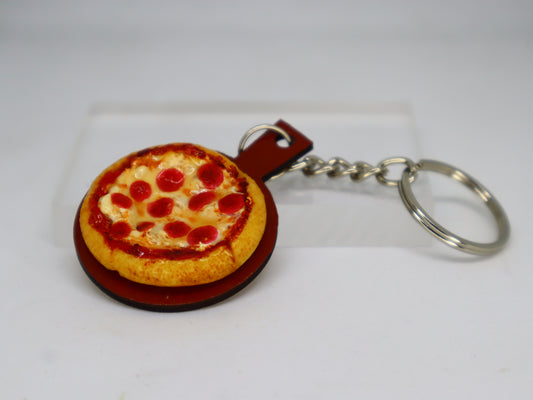 Pepperoni Pizza Miniature Keychain