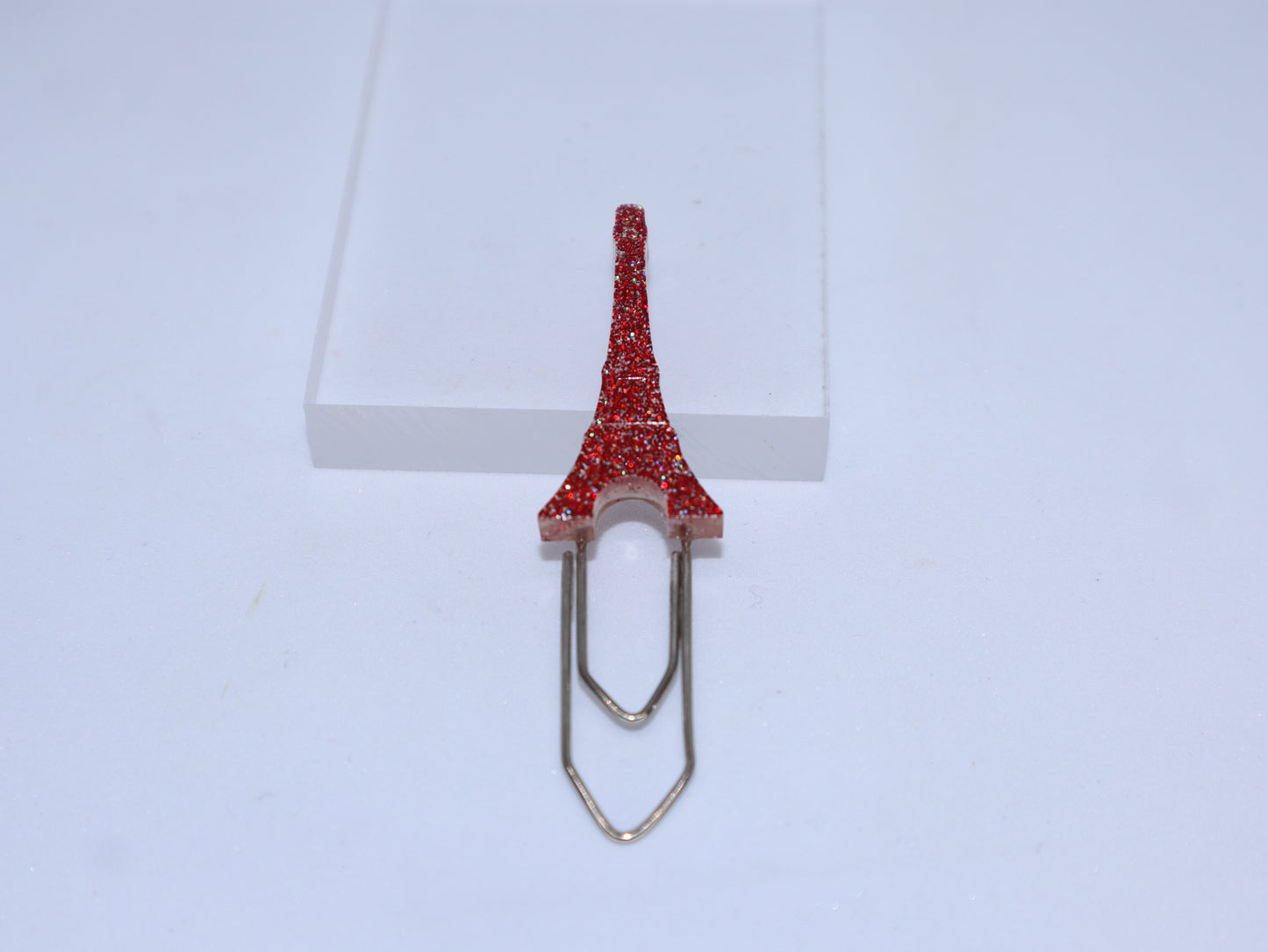 🗼 Red Glittery Eiffel Tower Bookmark