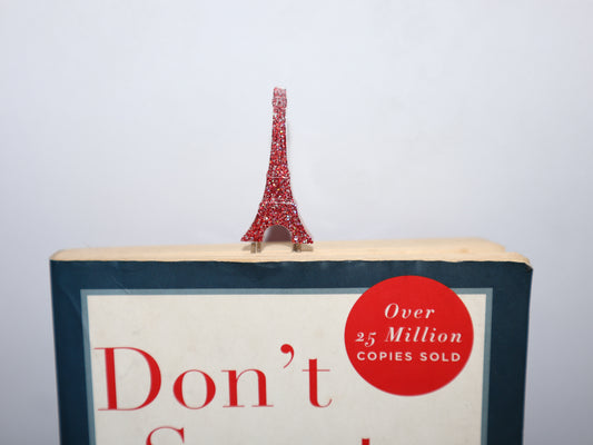 🗼 Red Glittery Eiffel Tower Bookmark