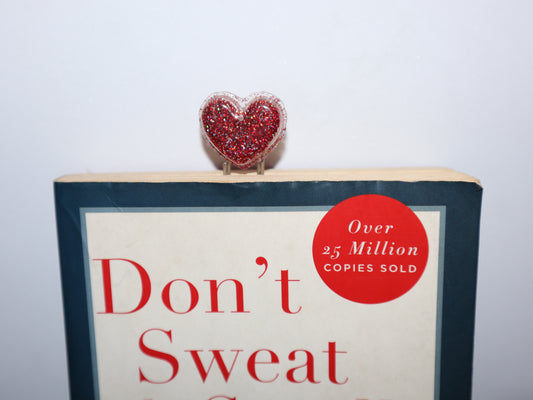 Red Glittery Heart Bookmark - 1