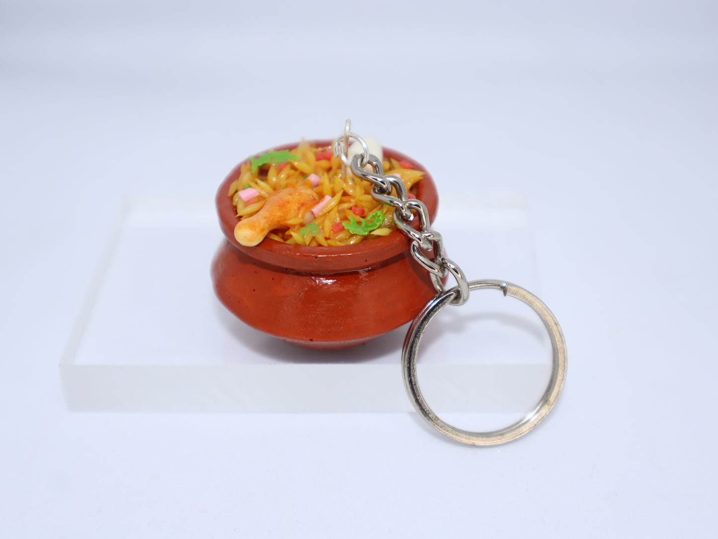Miniature Chicken Biryani Handi Keychain