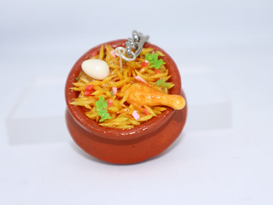 Miniature Chicken Biryani Handi Keychain