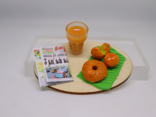 Miniature Newspaper Tea & Vadai Combo Magnet