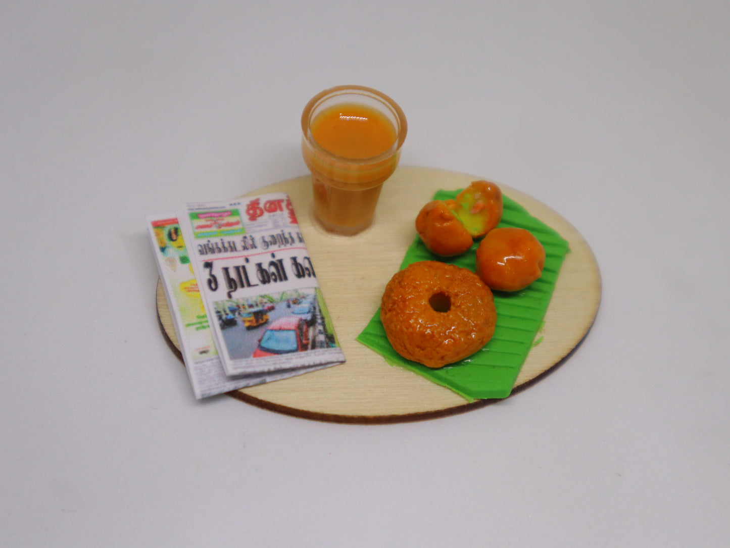 Miniature Newspaper Tea & Vadai Combo Magnet