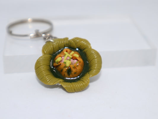 Miniature Panipuri in Leaf Bowl Keychain