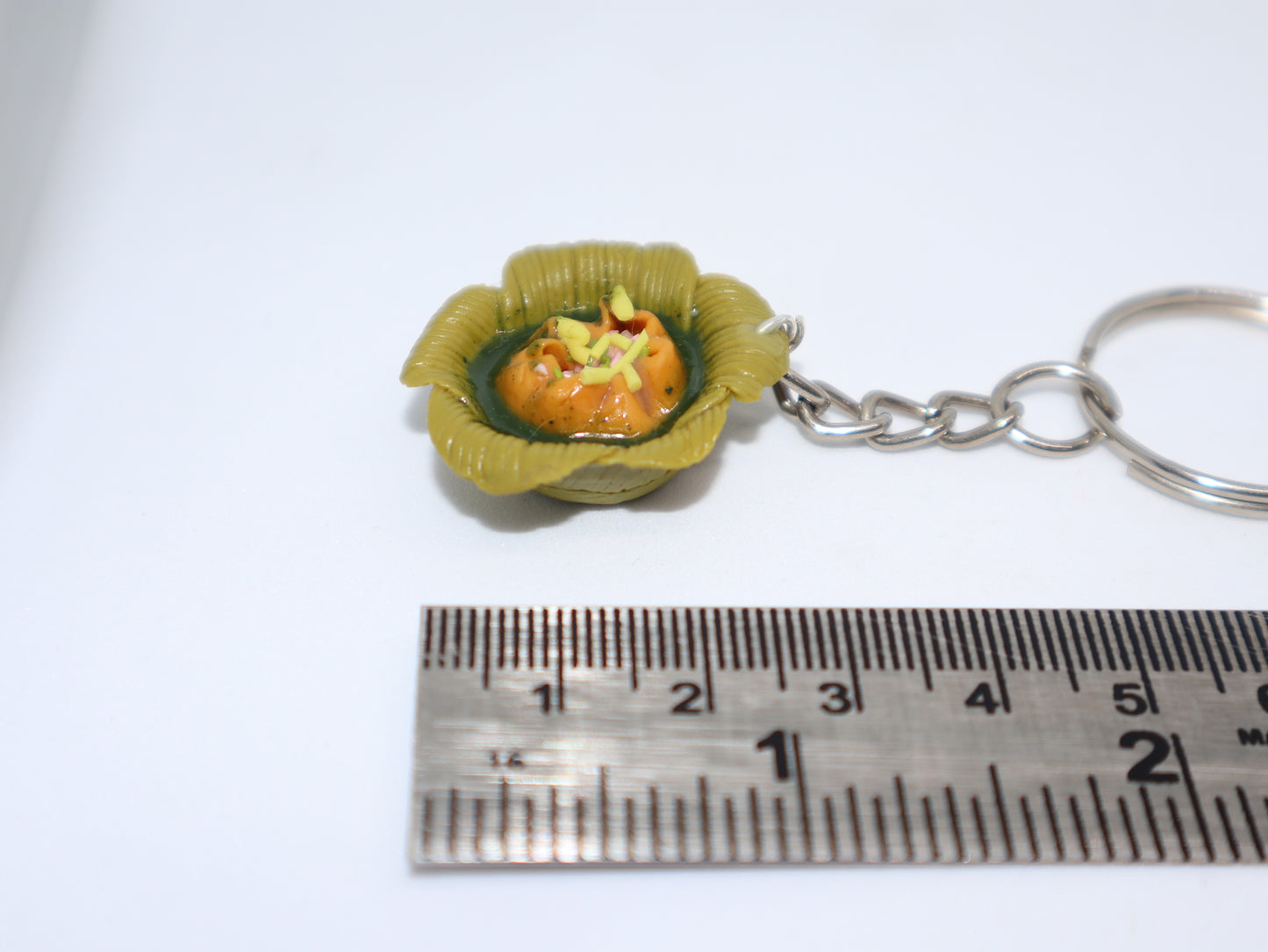 Miniature Panipuri in Leaf Bowl Keychain