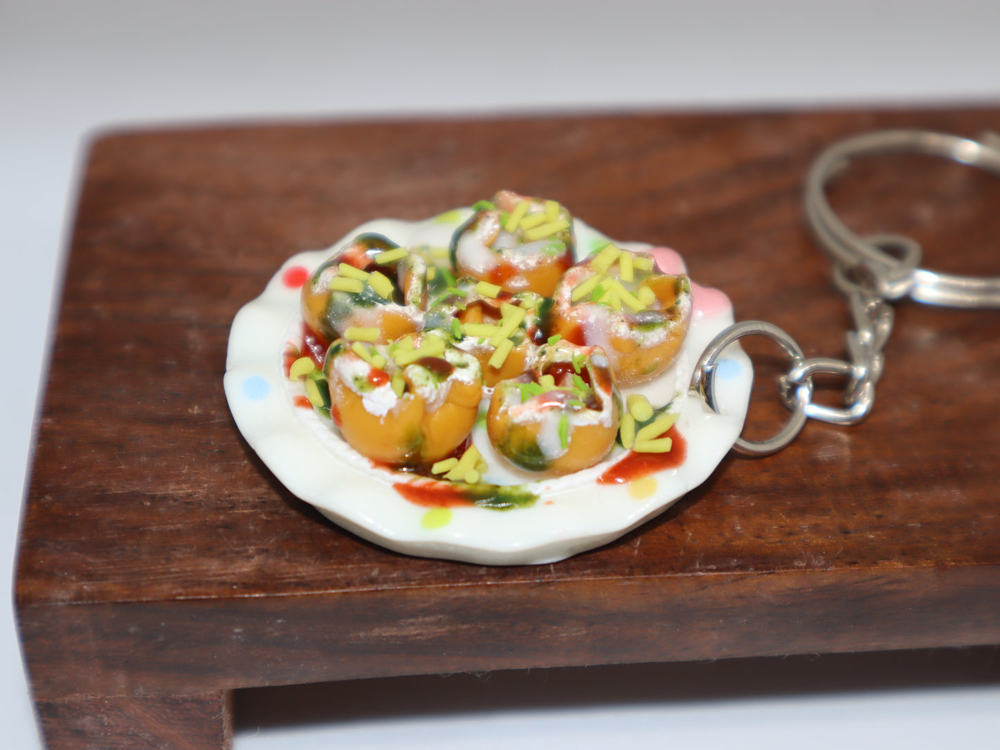 Miniature Dahi Puri Platter Keychain