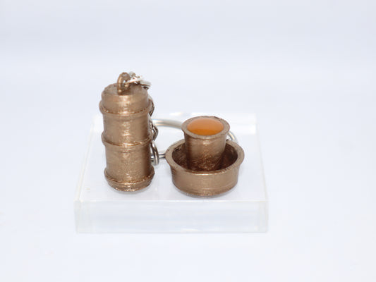 Miniature Filter Coffee Maker & Dabara Set Keychain- Brass color
