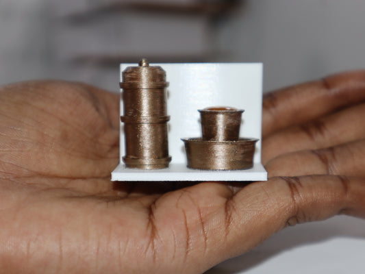 Miniature Filter Coffee Maker & Dabara Set Fridge Magnet - Brass color