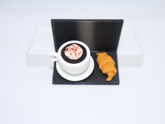 Miniature Hot Chocolate & Croissant Fridge Magnet