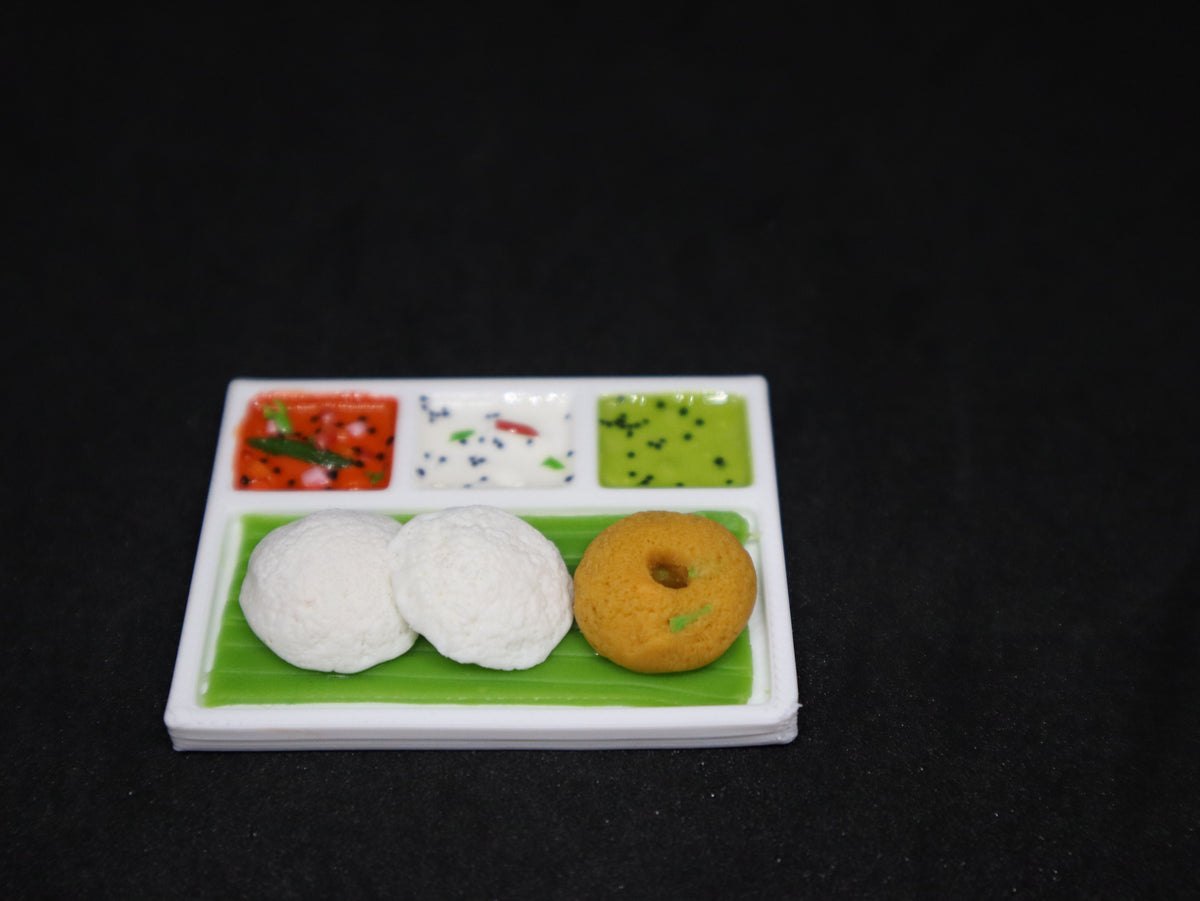 Miniature South Indian Idli & Vada Platter Fridge Magnet