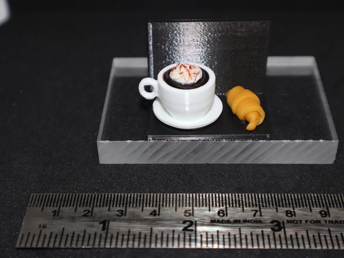 Miniature Hot Chocolate & Croissant Fridge Magnet