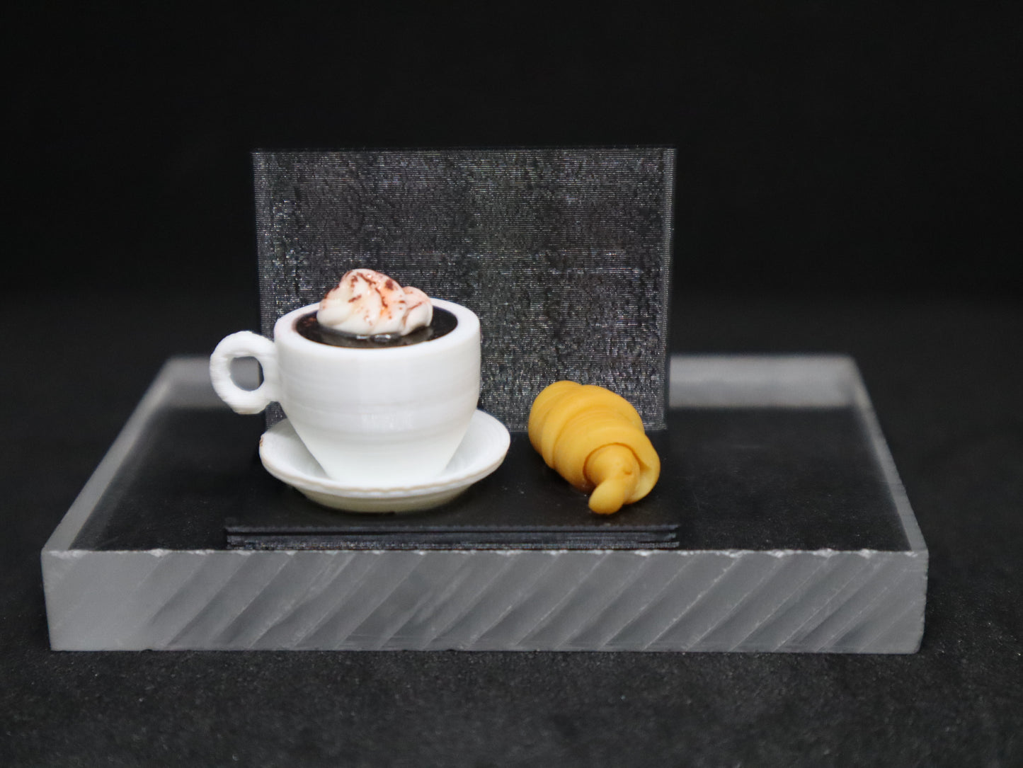 Miniature Hot Chocolate & Croissant Fridge Magnet